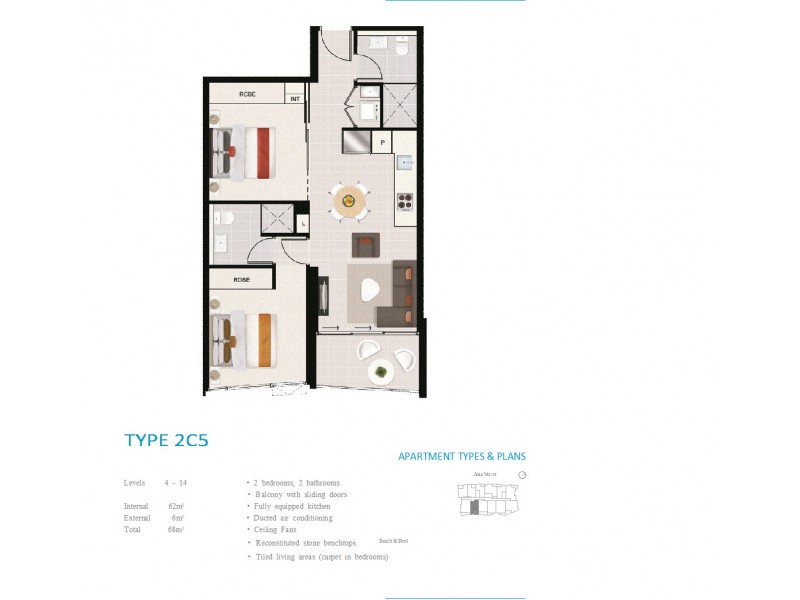 1055 ANN ST “Level 8″, Newstead QLD 4006 Floorplan