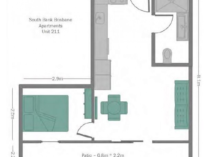 211/7 Hope Street, South Brisbane QLD 4101 Floorplan