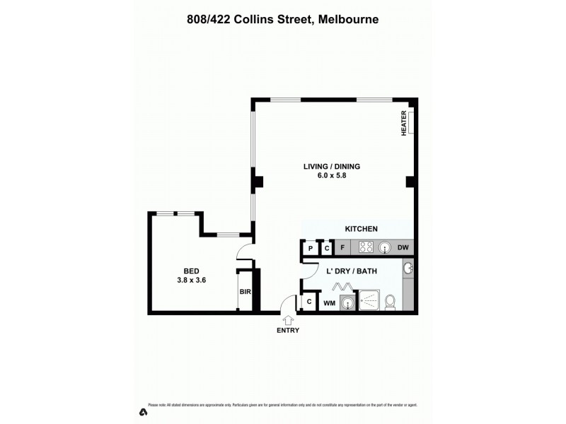 808/422 Collins Street, Melbourne VIC 3000 Floorplan