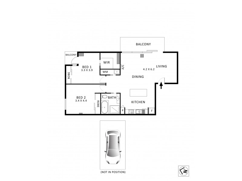 1205/25 Wills Street, Melbourne VIC 3000 Floorplan