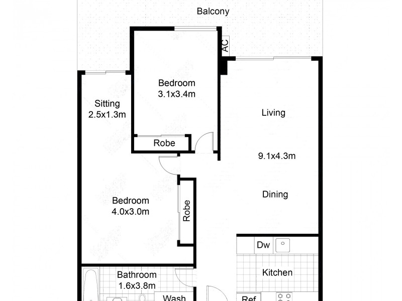 611/55 Queens Road, Melbourne VIC 3004 Floorplan