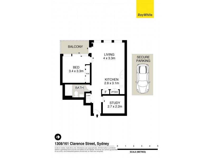 1308/161 Clarence Street, Sydney NSW 2000 Floorplan