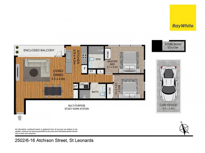 2502/6-16 Atchison Street, St Leonards NSW 2065 Floorplan