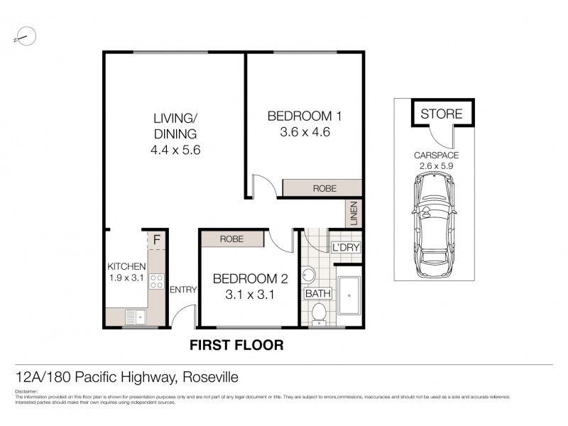 12a/180 Pacific Highway (rear of the block), Roseville NSW 2069 Floorplan