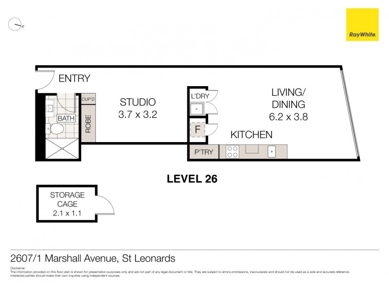 2607/1 Marshall Avenue, St Leonards NSW 2065 Floorplan