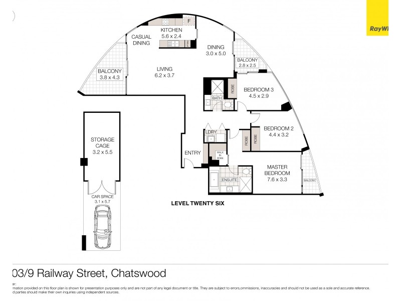 2603/9 Railway Street, Chatswood NSW 2067 Floorplan