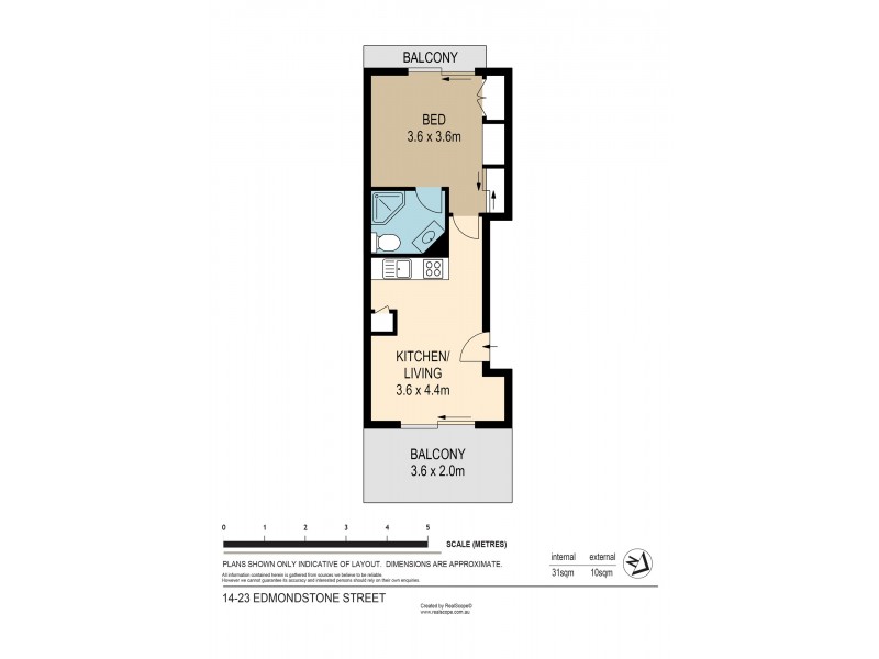 14/23 Edmondstone Street, South Brisbane QLD 4101 Floorplan