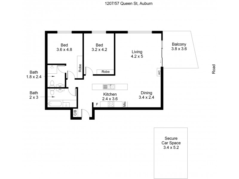1207/57-59 Queen Street, Auburn NSW 2144 Floorplan