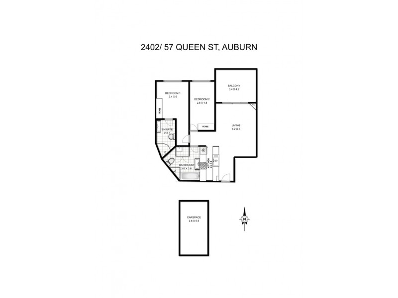 2402/57-72 Queen Street, Auburn NSW 2144 Floorplan