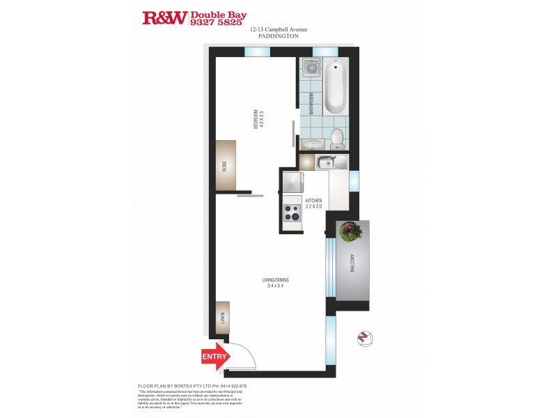 12/13 Campbell Avenue, Paddington NSW 2021 Floorplan