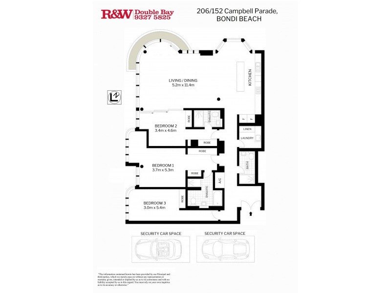 206/152 Campbell Parade, Bondi Beach NSW 2026 Floorplan