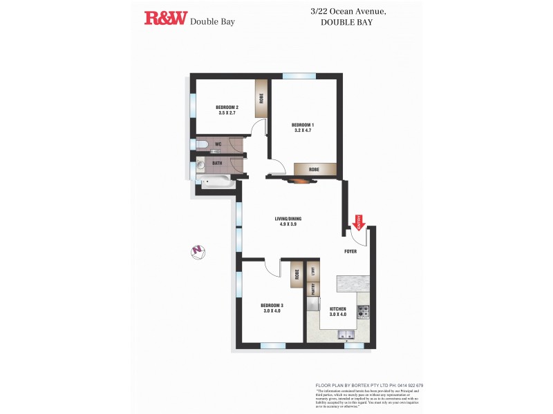 3/22 Ocean Avenue, Double Bay NSW 2028 Floorplan