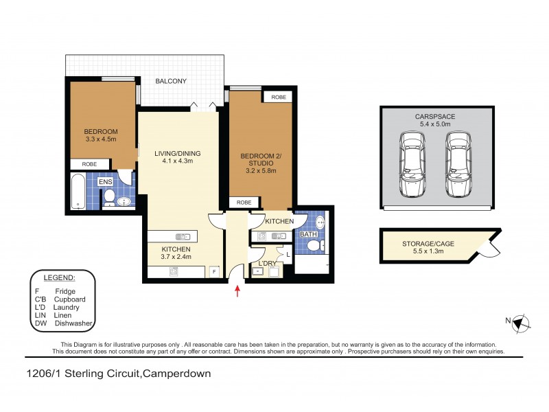 1206/1 Sterling Circuit, Camperdown NSW 2050 Floorplan