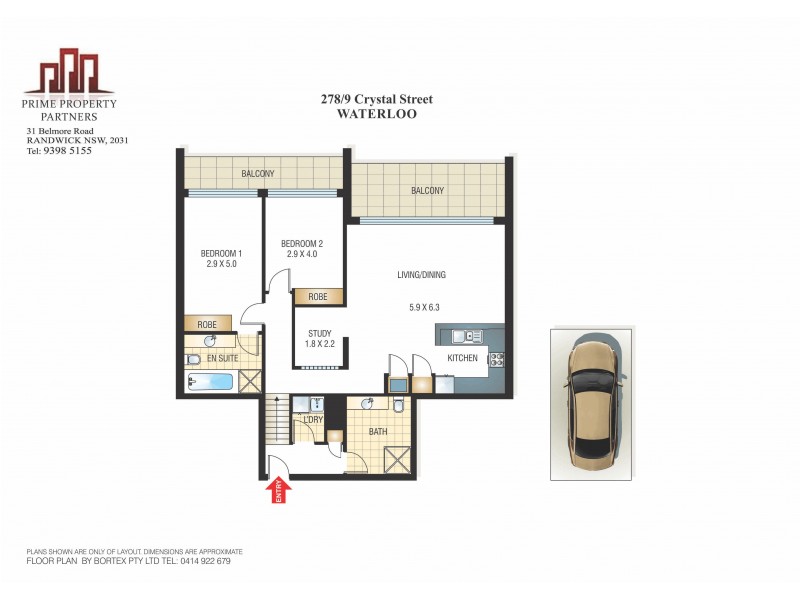 278/9 Crystal St, Waterloo NSW 2017 Floorplan