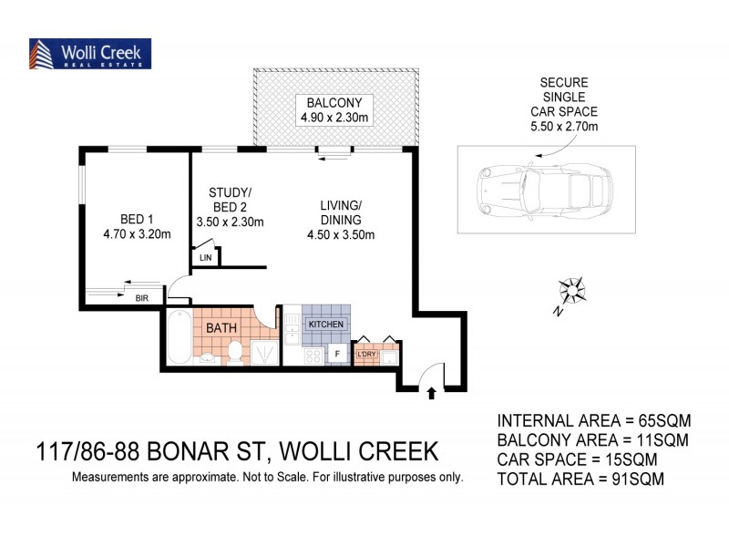 117/86-88 Bonar St, Wolli Creek NSW 2205 Floorplan