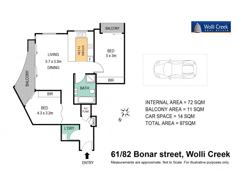 61/82 Bonar St, Wolli Creek NSW 2205 Floorplan
