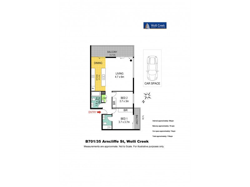 B701/35 Arncliffe St, Wolli Creek NSW 2205 Floorplan