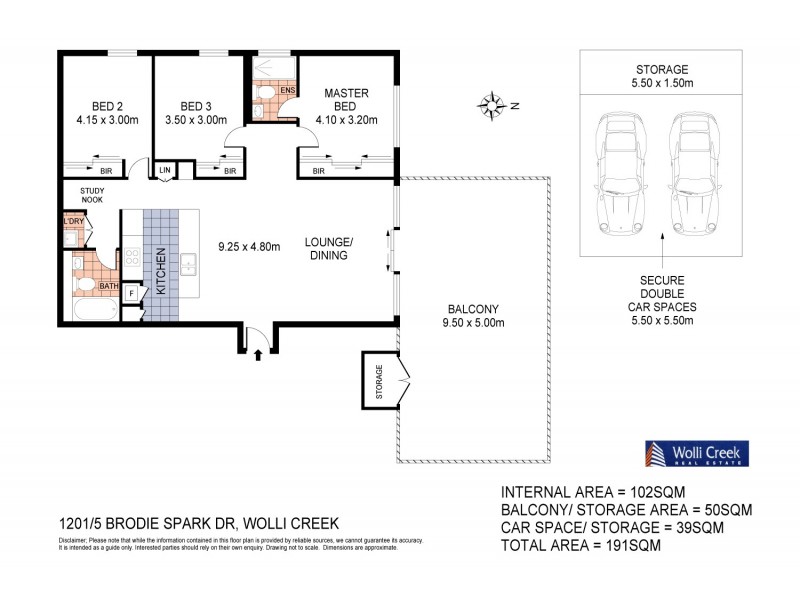 1201/5 Brodie Spark Dr, Wolli Creek NSW 2205 Floorplan