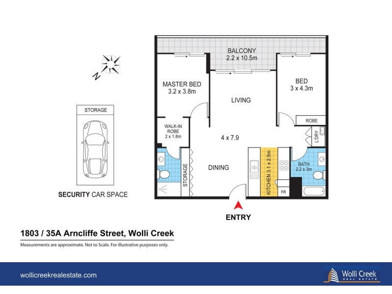 A1803/35 Arncliffe St, Wolli Creek NSW 2205 Floorplan