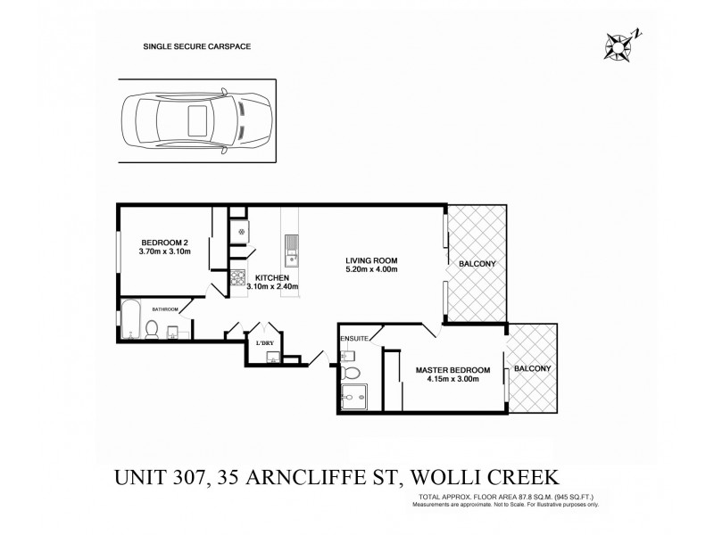E307/35 Arncliffe St, Wolli Creek NSW 2205 Floorplan