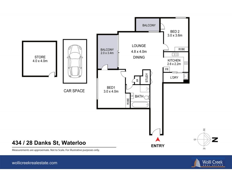 434/28 Danks St, Waterloo NSW 2017 Floorplan