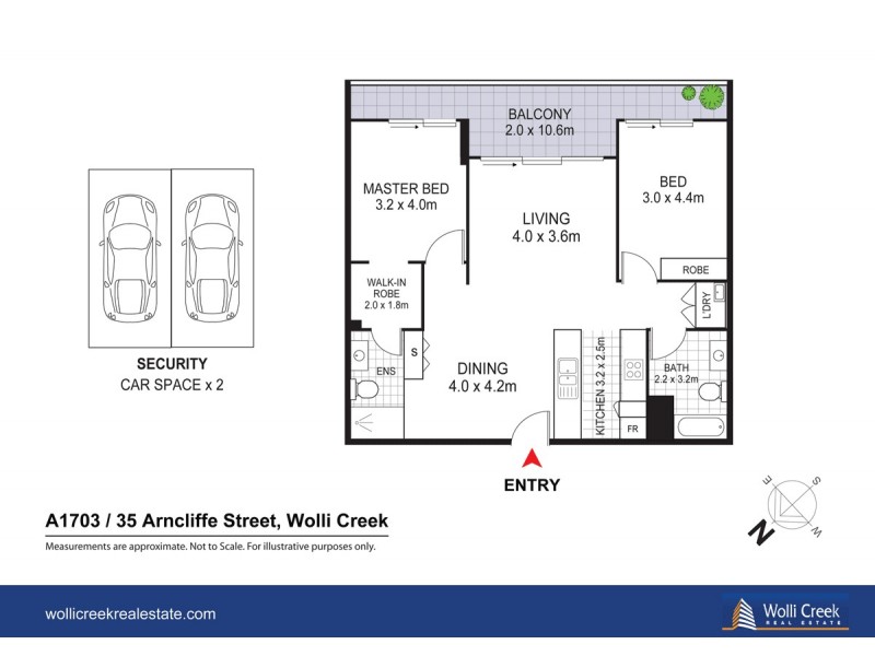 A1703/35 Arncliffe St, Wolli Creek NSW 2205 Floorplan