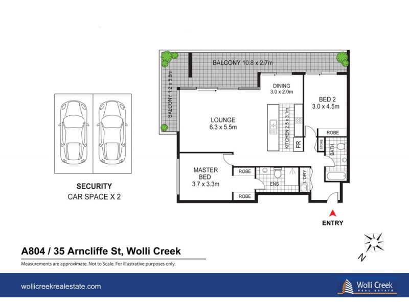 A804/35 Arncliffe St, Wolli Creek NSW 2205 Floorplan