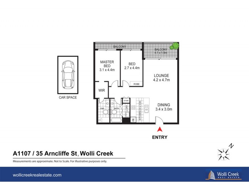 A1107/35 Arncliffe St, Wolli Creek NSW 2205 Floorplan