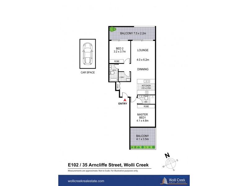 E102/35 Arncliffe St, Wolli Creek NSW 2205 Floorplan