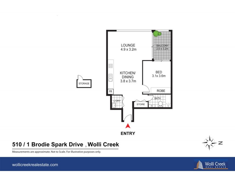 510/1 Brodie Spark Dr, Wolli Creek NSW 2205 Floorplan