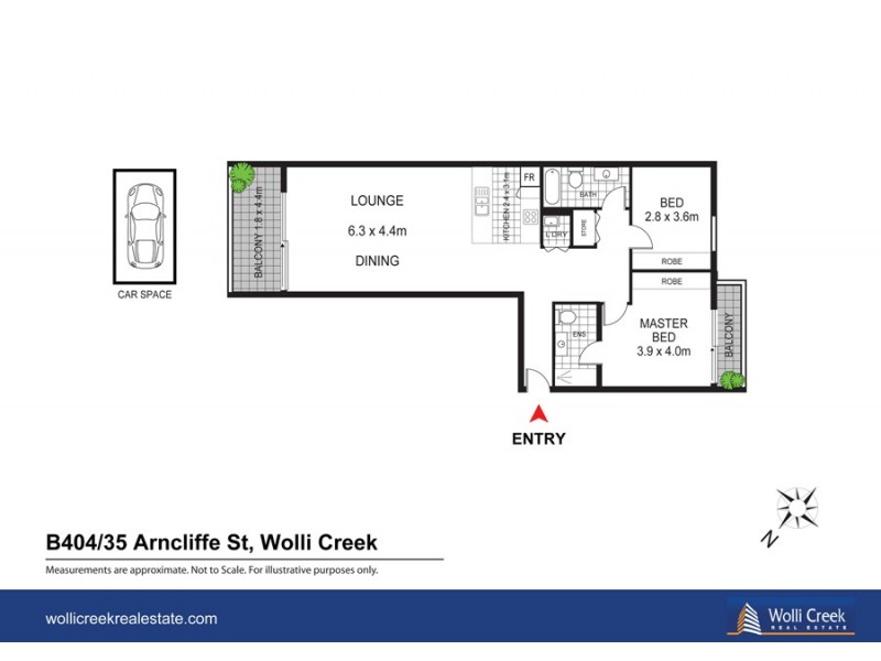 B404/35 Arncliffe St, Wolli Creek NSW 2205 Floorplan