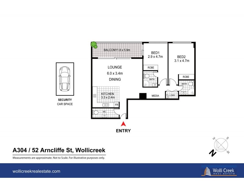 A304/52 Arncliffe St, Wolli Creek NSW 2205 Floorplan