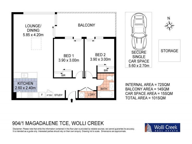 904/1 Magdalene Tce, Wolli Creek NSW 2205 Floorplan