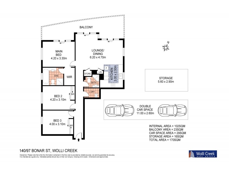 140/97 Bonar St, Wolli Creek NSW 2205 Floorplan