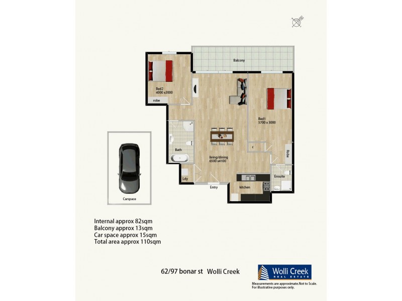 62/97 Bonar St, Wolli Creek NSW 2205 Floorplan