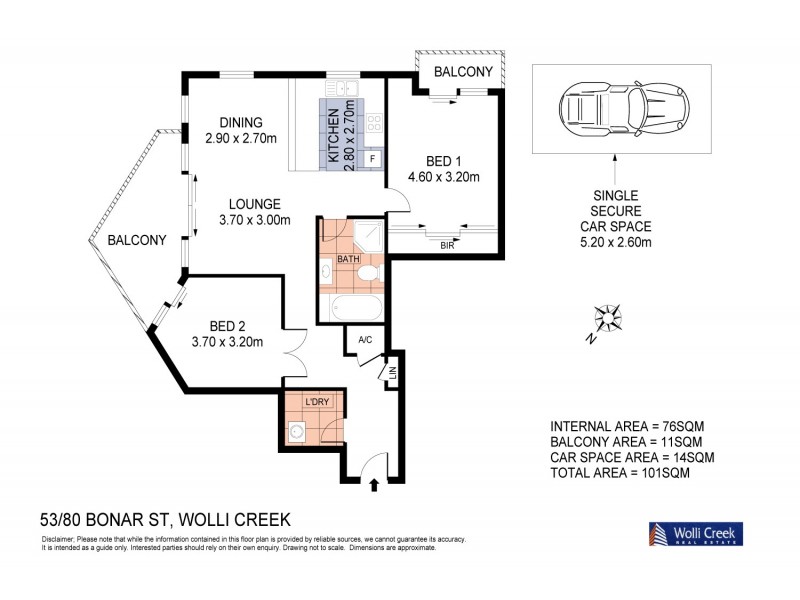 53/80 Bonar St, Wolli Creek NSW 2205 Floorplan