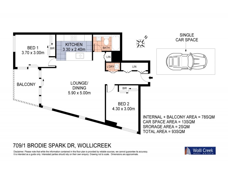 709/1 Brodie Spark Dr, Wolli Creek NSW 2205 Floorplan