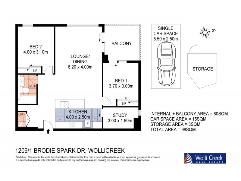 1209/1 Brodie Spark Dr, Wolli Creek NSW 2205 Floorplan