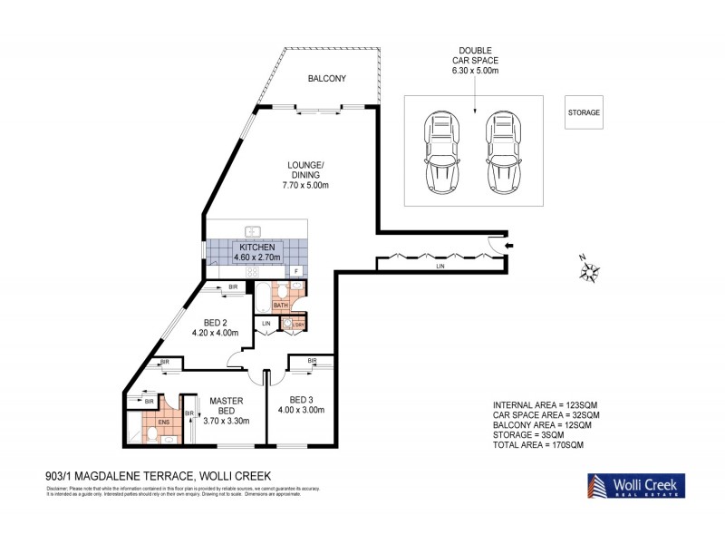 903/1 Magdalene Tce, Wolli Creek NSW 2205 Floorplan