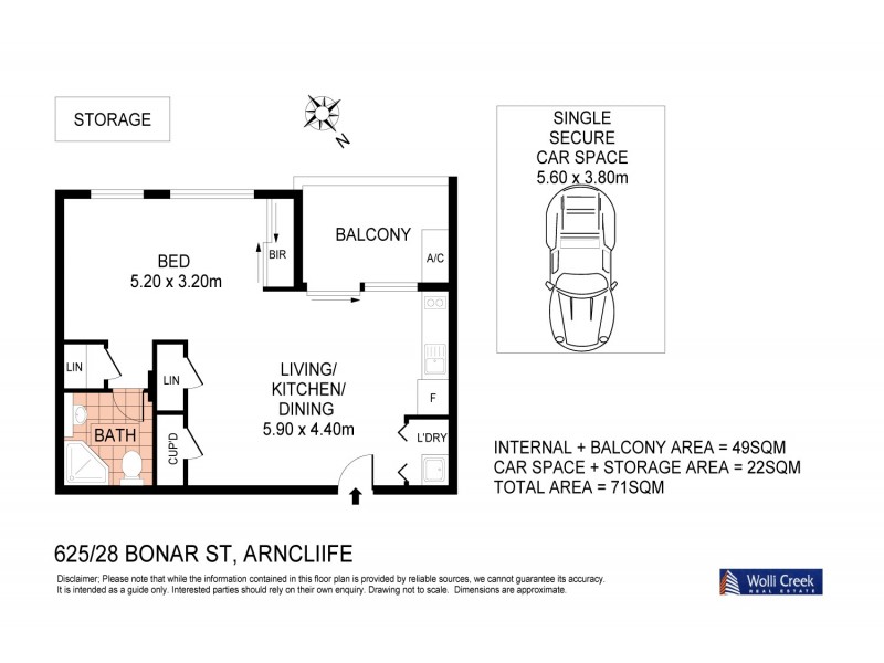 625/28 Bonar St, Arncliffe NSW 2205 Floorplan
