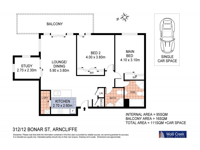 312/12 Bonar St, Arncliffe NSW 2205 Floorplan