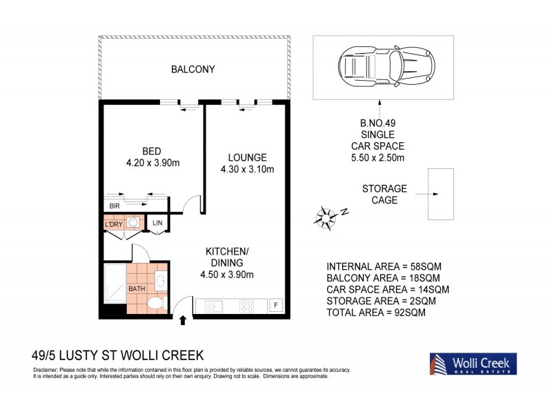 49/5 Lusty St, Wolli Creek NSW 2205 Floorplan