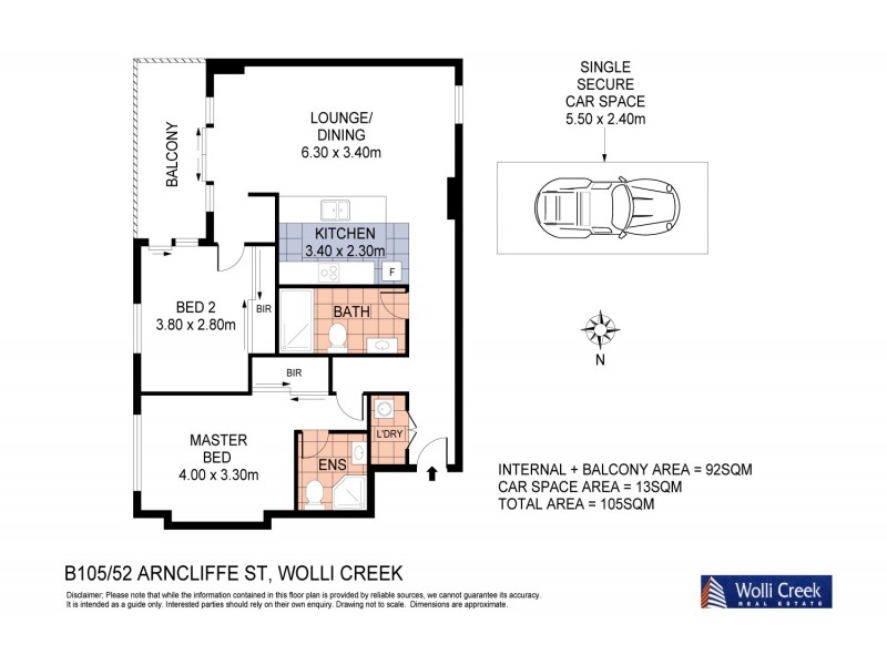 105/52-62 Arncliffe St, Wolli Creek NSW 2205 Floorplan