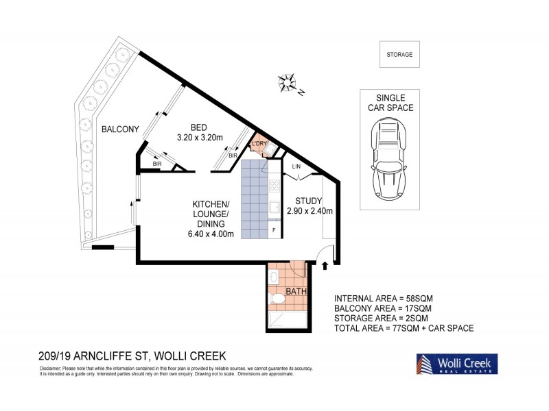 209/19 Arncliffe Street, Wolli Creek NSW 2205 Floorplan