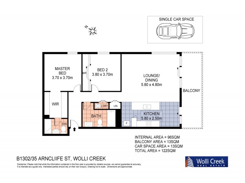 B1302/35 Arncliffe Street, Wolli Creek NSW 2205 Floorplan