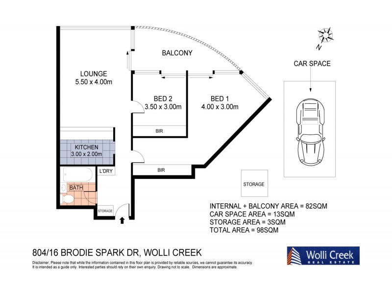 804/16 Brodie Spark Drive, Wolli Creek NSW 2205 Floorplan