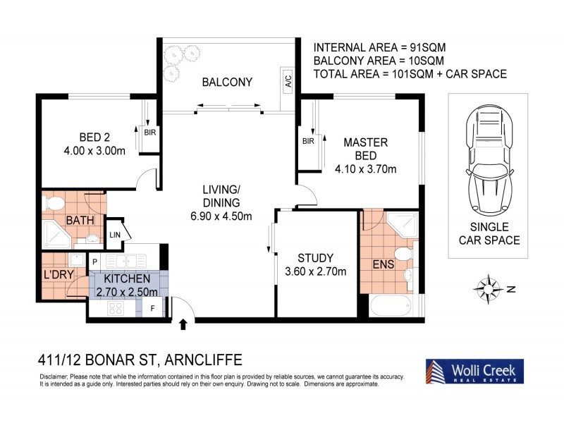 411/12 Bonar Street, Arncliffe NSW 2205 Floorplan