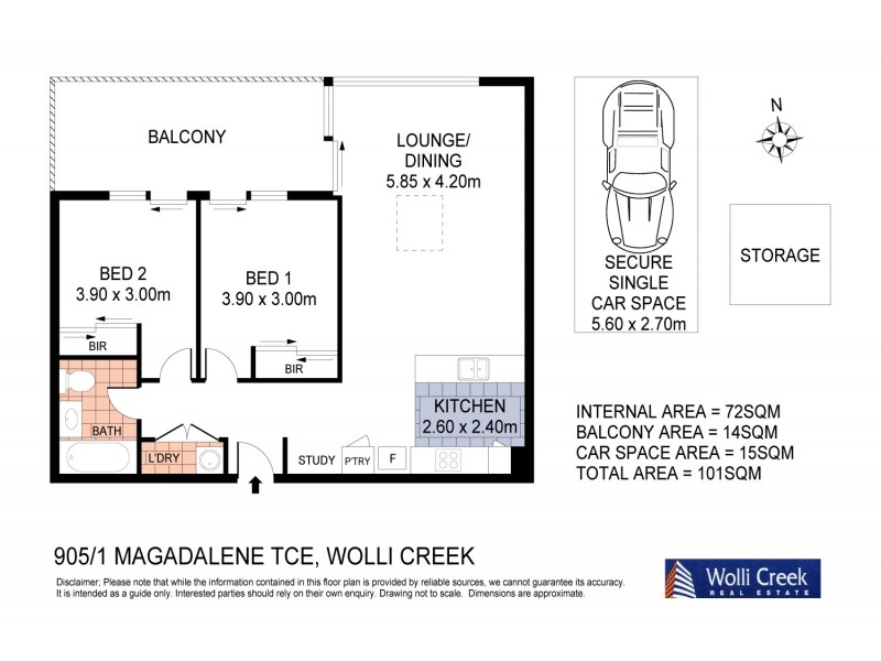 905/1 Magdalene Terrace, Wolli Creek NSW 2205 Floorplan