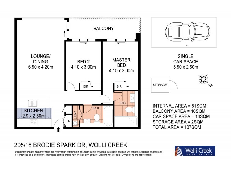 205/16 Brodie Spark Drive, Wolli Creek NSW 2205 Floorplan