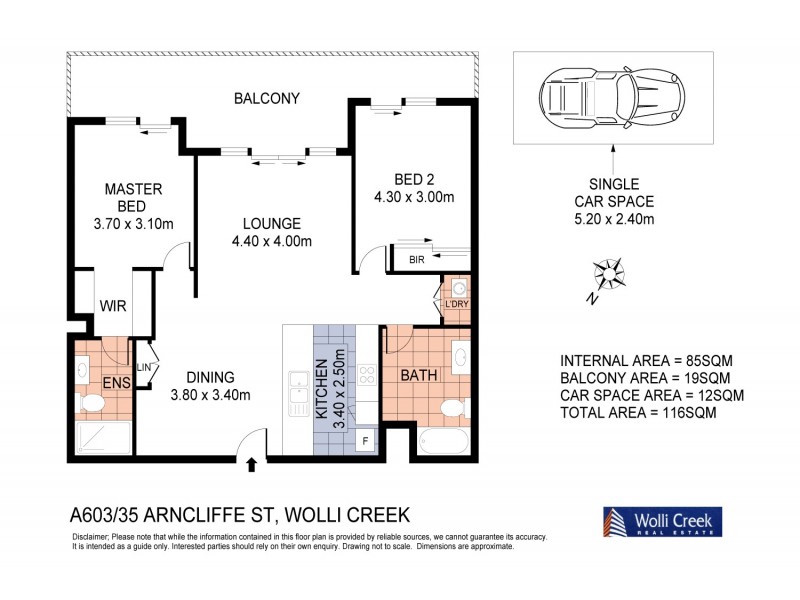 A603/35 Arncliffe Street, Wolli Creek NSW 2205 Floorplan